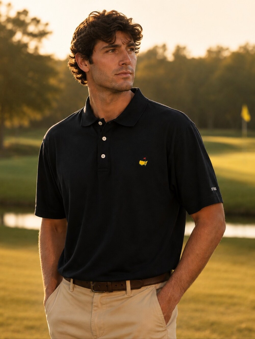 Masters Collection Golf Polo Black XL Augusta National 60s Two-Fly Mercerized